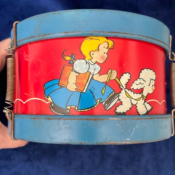 Vintage Ohio Art Childs Toy Tin Drum with Storybook Characters Great Graphics! - Picture 4 of 15